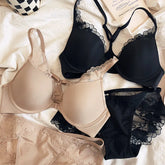 2 Pieces French Sexy Bralette Lace Flowers Women Front Closure Push Up Bra Set