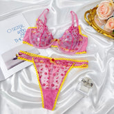 2 Pieces Sexy Hollow Lace Flowers Embroidery Underwear