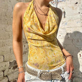 Rockmore Floral Print Lace-up Bodysuits Beach Holiday Swing Collar Backless Jumpsuit