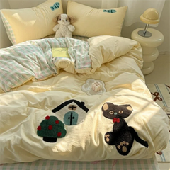 Cartoon German Cat Towel Embroidery Sanded