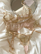 Champagne color three-piece lingerie briefs Set