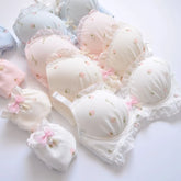 Embroidery film cup bralette two-color water-soluble lingerie no steel ring fresh and girly cute gather Underwear