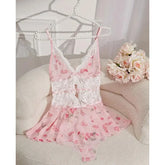 Floral Sheer Lace Deep V Bodysuits