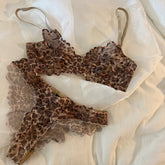 French Sexy Thin Leopard Print Transparent Lingerie Comfortable Underwear