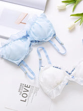 Japanese-style fresh chiffon thin triangular cup wireless bra set