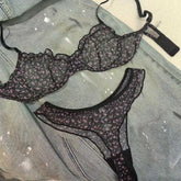 Lace Mesh Floral Bra Set