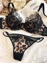 Leopard Print Sexy Lingerie Embroidered Lace Openwork Soft Underwire Lightweight Bra Set