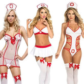 Nurse Uniform Cosplay Costumes Bra with Panties and Headband Exotic Set
