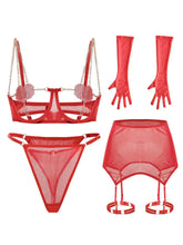 Red-Toned Lingerie Set: Heart-Shaped