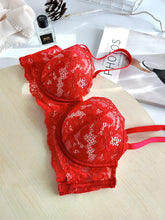 Removable double straps sexy lace gathered soft steel ring bra