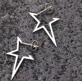 Harajuku Punk Big Star Earring Irregular Hollow Out Alien Metal Pentagram Ear Stud