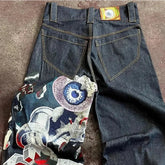 Streetwear Y2K Jeanss Casual Hip Hop Punk Baggy Jeans Retro Oversized Graphic Embroidery High Waisted Wide Leg Jeans
