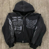 Y2K Print Hoodie Retro Pattern Print's