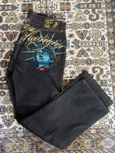 Harajuku Y2k 2000s Clothing Vintage Statue of liberty Diamonds Jeans Casual Denim Pants High Waist Straight Wide Leg Jeans