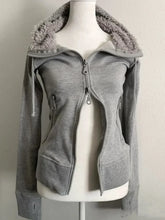Y2k Grey Retro Wool Double Zipper Design Vintage Hooded Sweatshirt Cardigan Spring