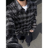 Starry Shirt long sleeve shirts grid loose Stage performance costumes Star shirt