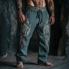 retro Viking Celtic art knot 3D printed casual pants drawstring straight leg pants beach pants