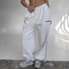 Y2K American Black Retro Hip-Hop Oversized Casual Sweatpants Loose Jogging Pants High Waist Wide-Leg Streetwear
