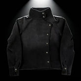 Y2K Harajuku Retro Functional Style Slant Collar Jacket Gothic Stand Collar Easy Jacket Street Black Jacket