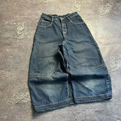 Streetwear Y2K Harajuku hip-hop letter embroidery black loose jeans