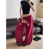 Baggy Y2k Sports Pants Harajuku Streetwear Red Sweatpants Oversize Dance Pants 2000s Vintage Trousers
