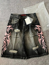 Graphic Print Short Jeans Y2k Hole Harajuku Vintage Denim Shorts Wide Leg American Jorts Baggy Hip Hop Streetwear