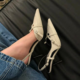 Jeans Heeled Sandals Pointed High Heel Office Lady Shoes Beautiful high heels Shoes sandalias mujer
