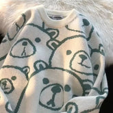 Couple Bear Sweater Idle Style Jacket Student Loose-fit Knitted Top