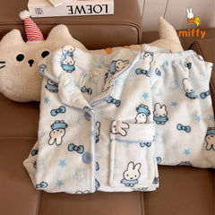 Kawaii Miffy Sleepwear Creative Cartoon Blue Star Bowknot Rabbit