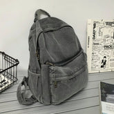 Gray Denim Backpack Leisure Travel Outing Shoulder Bag Schoolbags Suitable