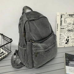 Gray Denim Backpack Leisure Travel Outing Shoulder Bag Schoolbags Suitable