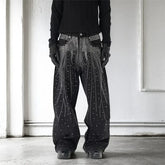 High Street Denim Pants Retro Full Diamond Stamping Hip-hop Loose Straight Leg Wide Leg Streetwear Jeans