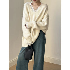 Lace Trim Warm Sweater