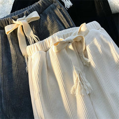 Solid Pants Retro Ankle Length Casual Korean Style Pant Male Elastic Waist Loose Pant Man Streetwear Black Gray