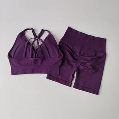 2 Pcs Yoga Sets High Waist Workout Outfits Gym Wear Gym Clothing Sports Suits Fitness Tracksuit Sportswear Shorts Suit