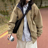 Harajuku All-Match Bomber Jackets Streetwear Hip Hop Oversize Zipper Coat Korean Loose Student Baseball Uniform Outerwear