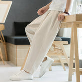 Cotton Linen Pants Elastic Waist Casual Harem Pant Loose Sweatpants Traditional Chinese Trousers pantalons homme