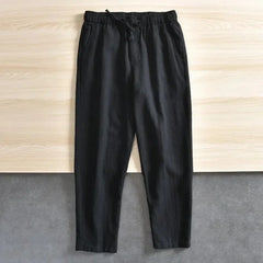 Cotton Linen Casual Pants Baggy Streetwear Joggers Sports Trousers Solid Color Long Straight Trendy Pants