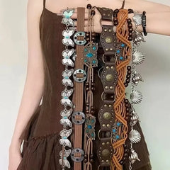 Butterfly Tassel Waist Chain Y2K Trendy Bohemian Belt Beach Accessories Vintage Flower Jean Skirt White Dress Belts