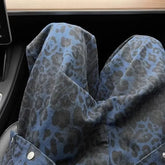 Style American Vintage Leopard Print High-end Feel Loose-fit Straight-leg Wide Leg Jeans