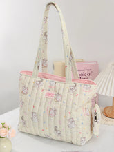 1 cute flower cat handbag with coin purse charm, daily commuting, travel handbag, large capacity portable handbag