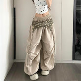 Designer Layering Cargo Pants Lightweight Quick-Dry Jazz Dance Trousers Baggy Paratrooper Streetwear Wide Leg Pants