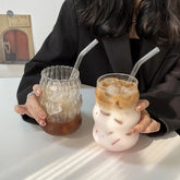 Glass Drinkware Cold Coffee Cups Latte Coffee Glass Iced Juice Milk Water Bottle
