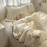 1 lace solid-color duvet cover, comfortable guest room duvet cover, simple