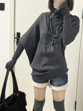 Y2k American Vintage Slim Batwing Sleeve Sweaters 2000s Pure Color Subculture Casual Long Sleeve Pullovers Sweaters Chic