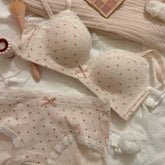 Teenage Lace Floral Bra Set Comfortable Non-steel Ring Beauty Back Small Breasts Gathered up Support Anti-Sagging Bra Set