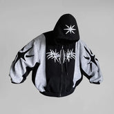 Y2K vintage zip up hoodie Harajuku Patchwork Gothic streetwear Hip Hop Oversized Hoodie Sweatshirt Casual Tops