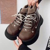 Platform Ankle Boots Elegant Lolita Style Ladies Causal Boots Simple Versatile Leather Boots Women