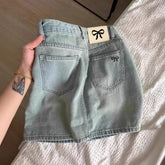 American Style Vintage Denim Skirt Plus Size Slimming A- Line Mini Dress Hiding Belly Minimalist Design