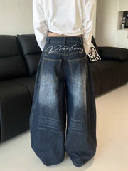 Casual Y2K Loose Baggy Jeans Blue Washed High Street Vintage Cargo Pants Wide Leg Oversized Trousers y2k pants